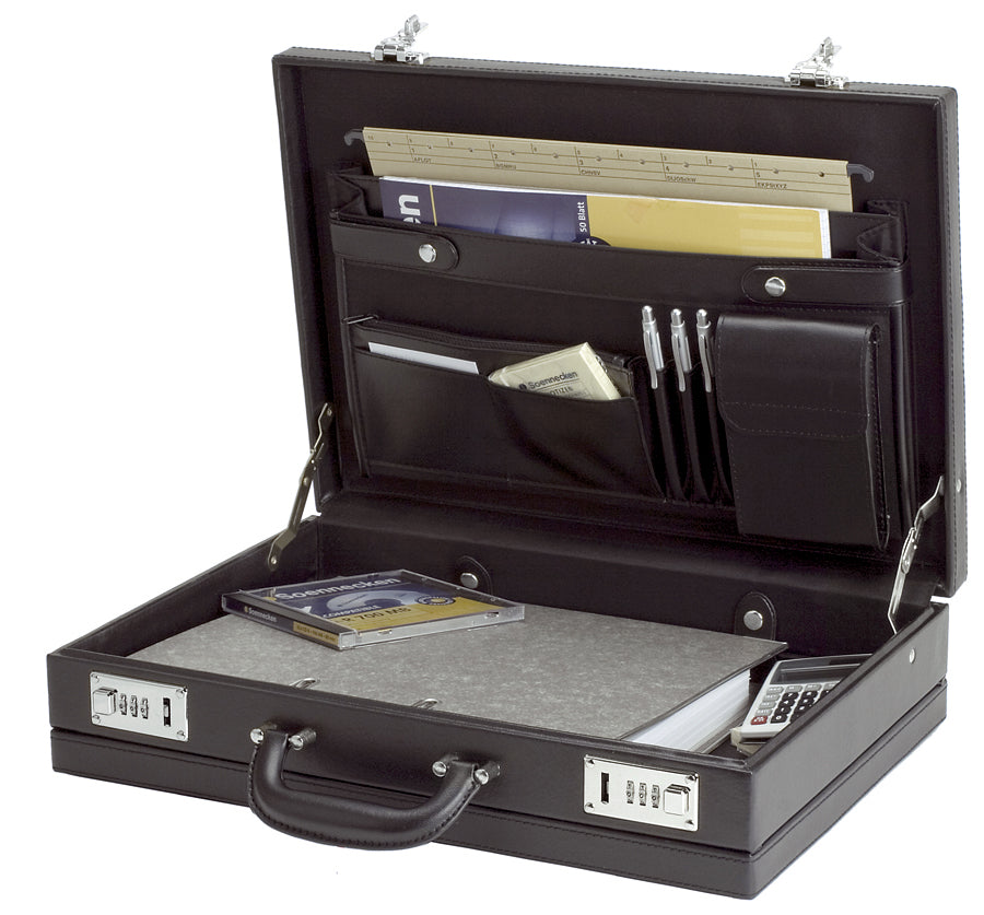 Alassio Attaché Case PONTE, imitatieleer, zwart