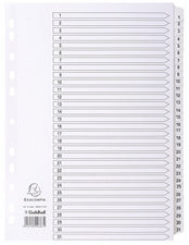 EXACOMPTA kartonnen index 1-10, DIN A4, wit, 10 stuks