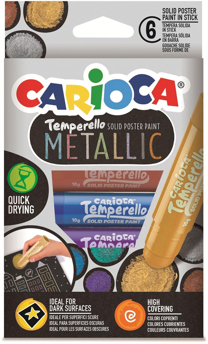 Carioca plakkaatverfstick Temperello Metallic, kartonnen etui van 6 stuks