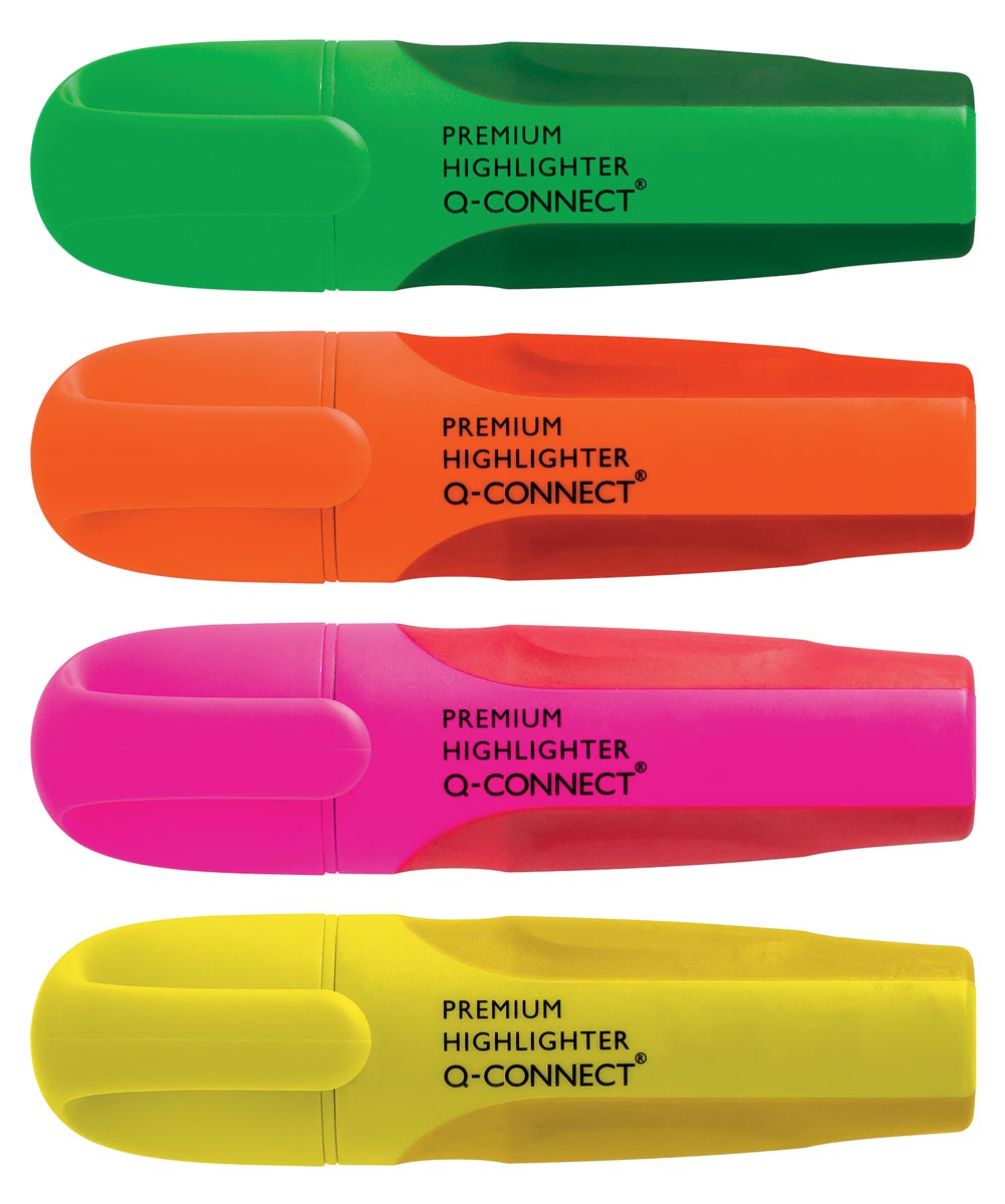 Q-Connect Premium markeerstift, geassorteerde kleuren, pak van 4 stuks