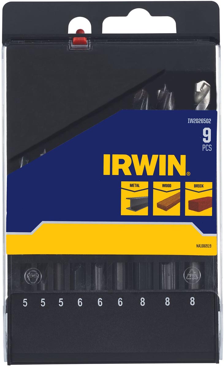 Irwin 9-delige borenset metaal - hout - steen