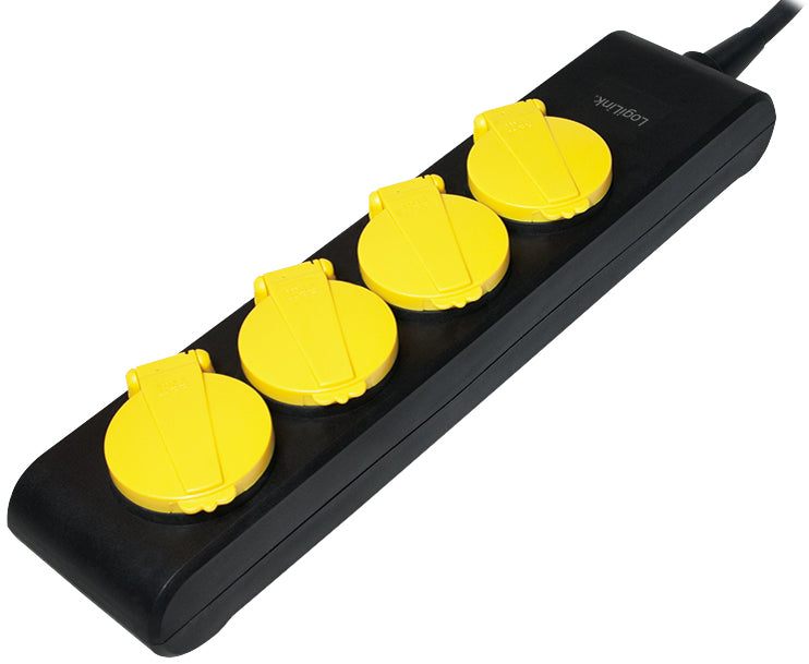 LogiLink buitencontactdoosstrip, 4-voudig, zwart, IP44