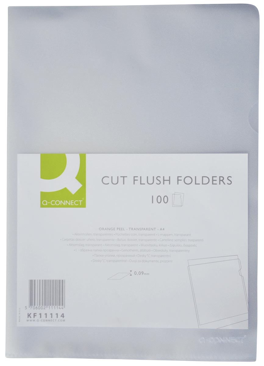 Q-Connect L-map, gekorreld, 90 micron, pak van 100 stuks