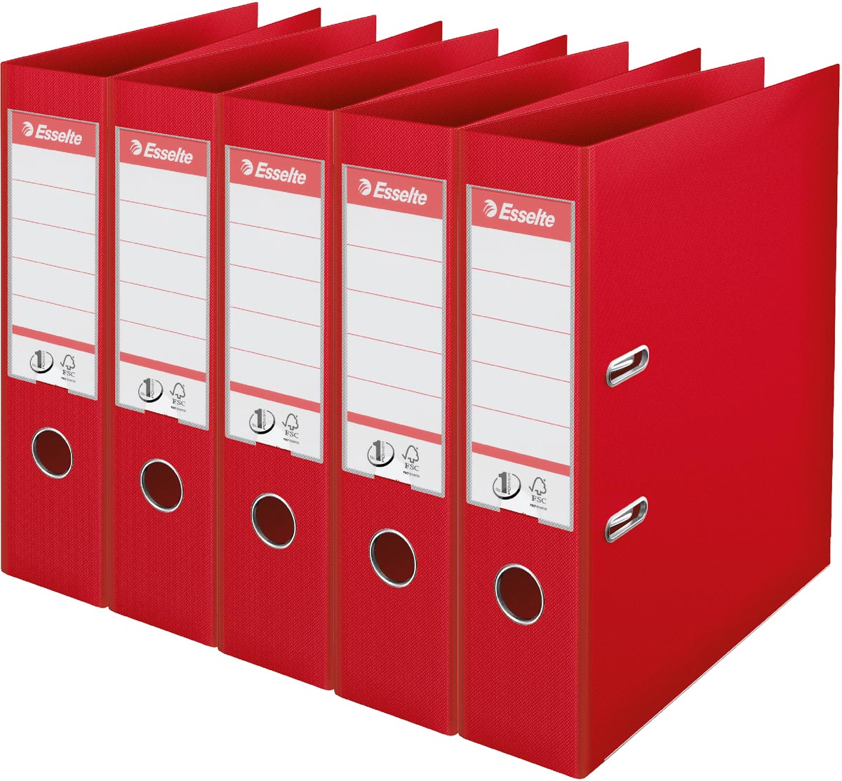 Esselte ordner Power N°1, rug van 7,5 cm, rood, pak van 5 stuks