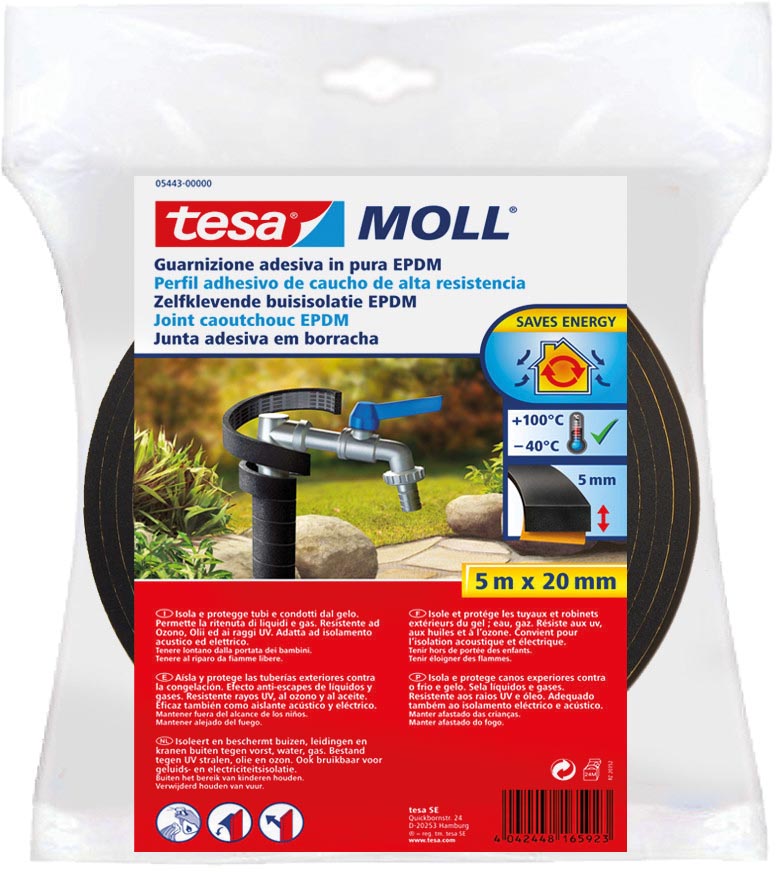 Tesa Moll buisisolatie EPDM, 5 m x 20 mm, zwart