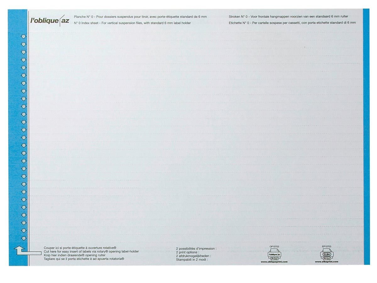 Elba etiketten voor hangmappen voor laden blauw, 1 vel met 27 etiketten