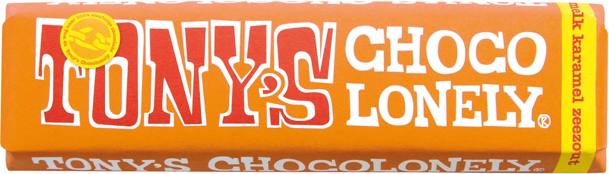 Tony's Chocolonely chocoladereep, 47g, karamel zeezout