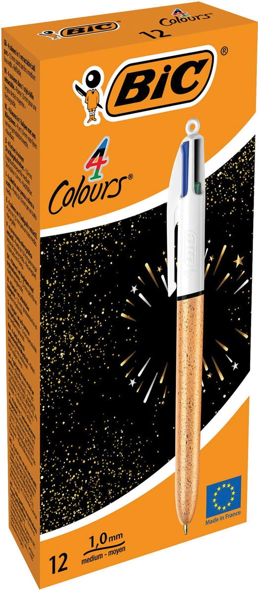 Bic 4 Colours Frozen, balpen, 0,32 mm, 4 klassieke inktkleuren, doos van 12 stuks