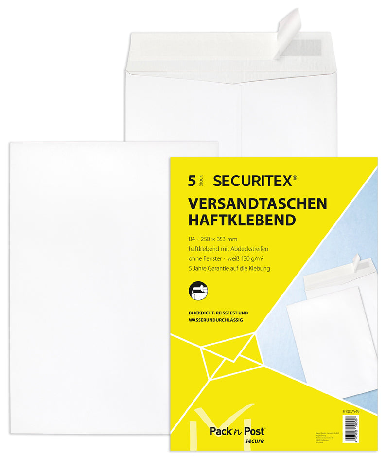 SECURITEX-enveloppe, B4, wit, zonder venster, 130 g/m²