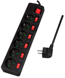 LogiLink stekkerdoos, 6-weg, enkele & hoofdschakelaar