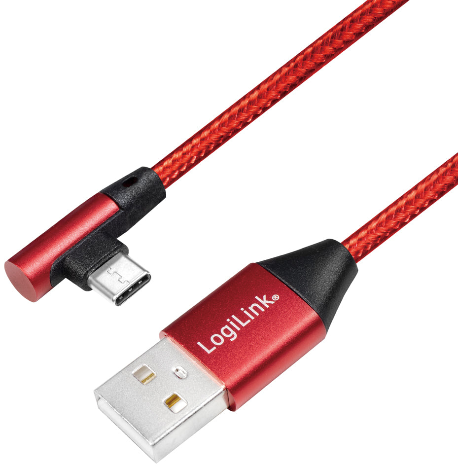 LogiLink USB 2.0-kabel, USB-A - USB-C-stekker, 1,0 m, rood