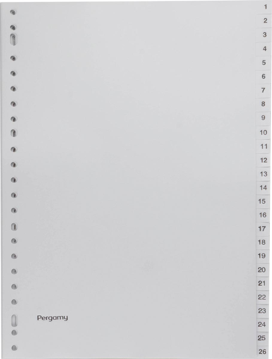 Pergamy tabbladen, ft A4, 23-gaatsperforatie, grijze PP, set 1-52