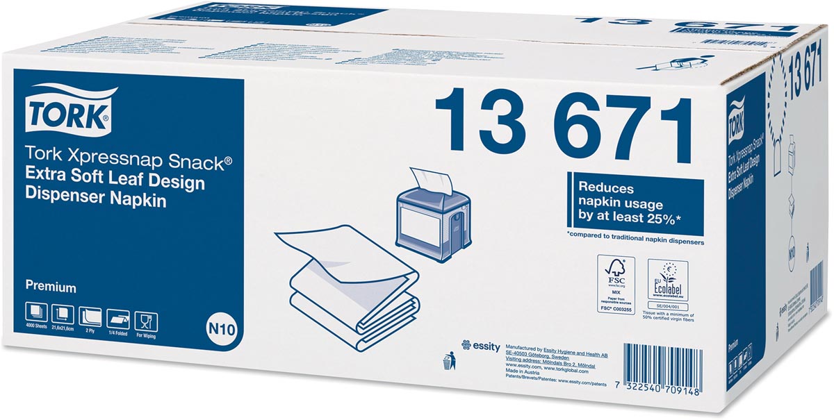 Tork servetten Expressnap Snack voor dispenser, 2-laags, 500 per bundel
