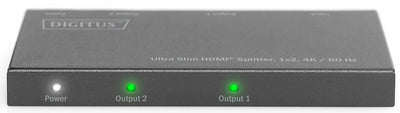 DIGITUS Ultra Slim HDMI Splitter, 1x2, 4K/60 Hz, zwart