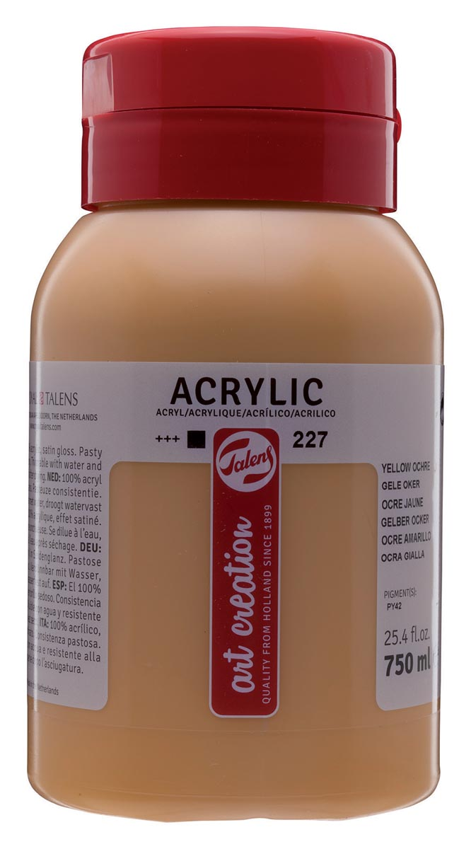 Talens Art Creation acrylverf flacon van 750 ml, gele oker