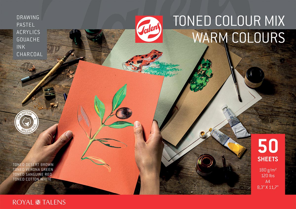 Talens gekleurd tekenpapier, warme kleuren, ft A4