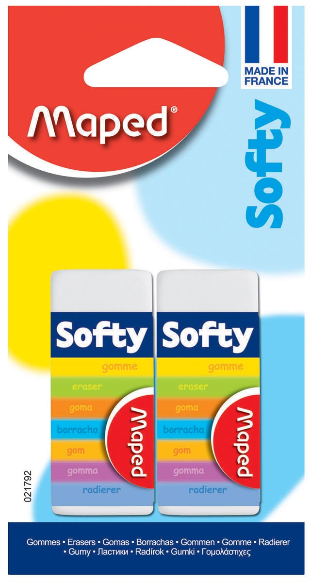 Maped potloodgom Softy medium formaat, blister met 2 stuks