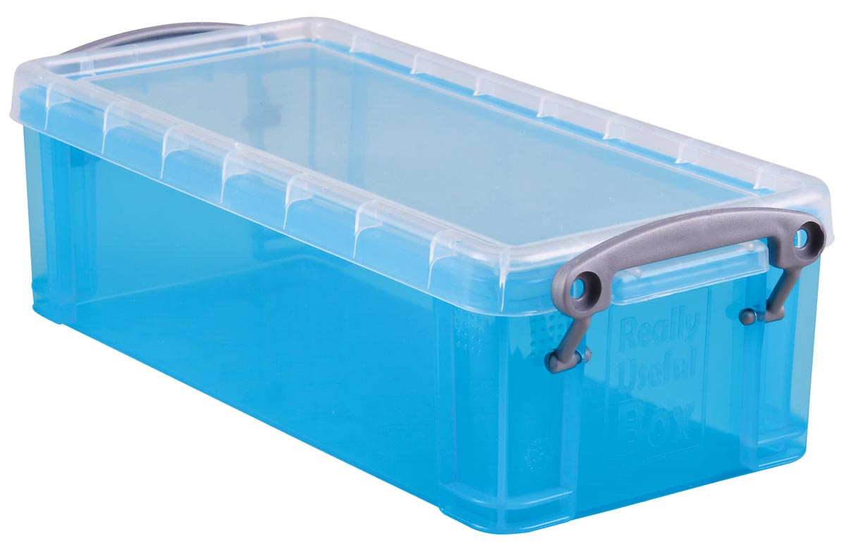 Really Useful Box 0,9 liter, transparant helblauw