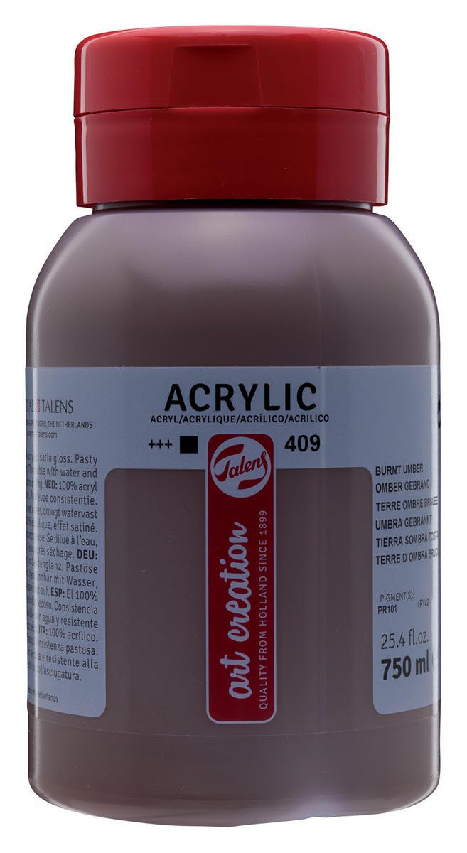 Talens Art Creation acrylverf flacon van 750 ml, omber gebrand