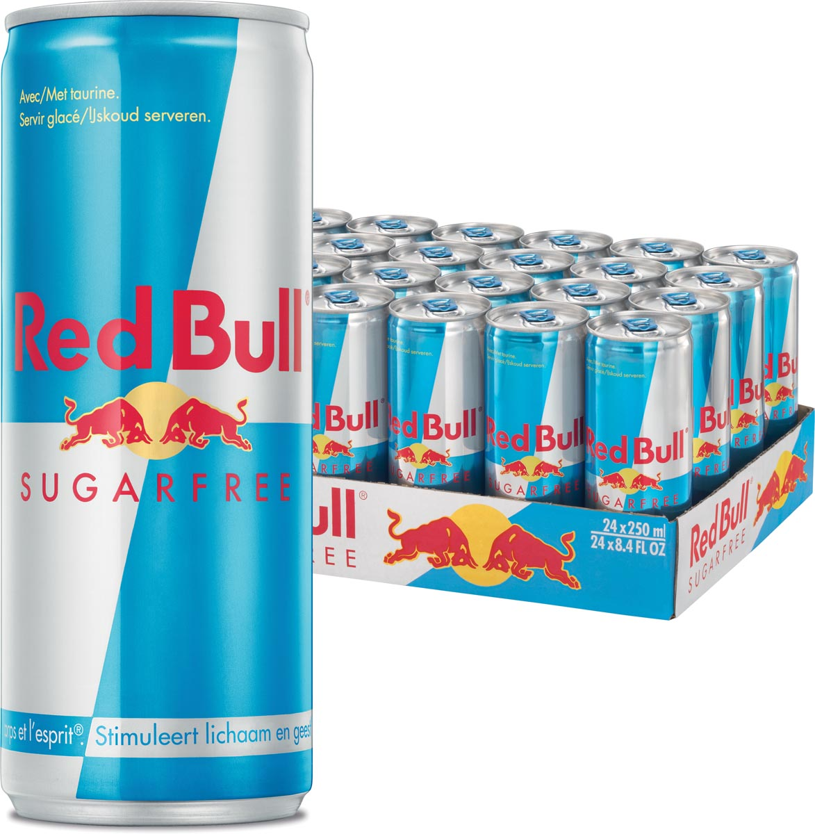Red bull energiedrank, sugarfree, blik van 25 cl, pak van 24 stuks