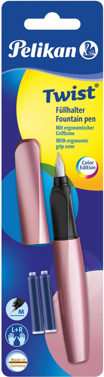 Pelikan Twist vulpen, op blister, roze (Girly Rose)