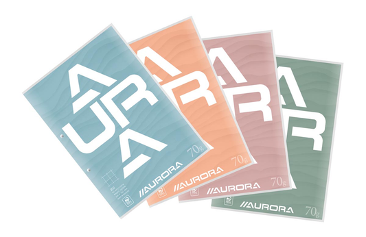 Aurora Splendid cursusblok, ft A4, 70 g/m², 2-gaatsperforatie, geruit 5 mm, 100 vel