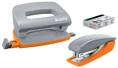 LEITZ Mini nietmachine- & Urban Chic perforatorset, donkergrijs