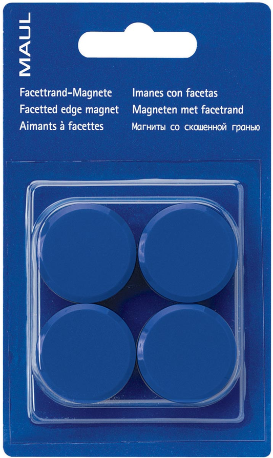Maul magneet MAULsolid, diameter 38 mm, blauw, blister van 4 stuks