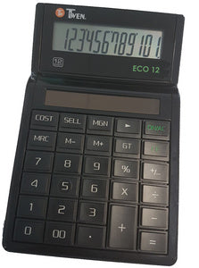 TWEN Desktop-rekenmachine ECO 12, 12-cijferig LC-display, Solar