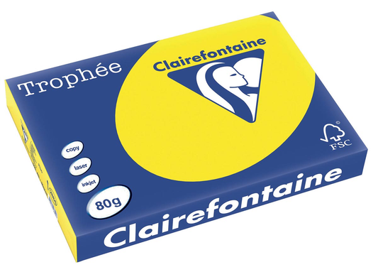 Clairefontaine Trophée Intens A3, 80 g, 500 vel, fluo geel