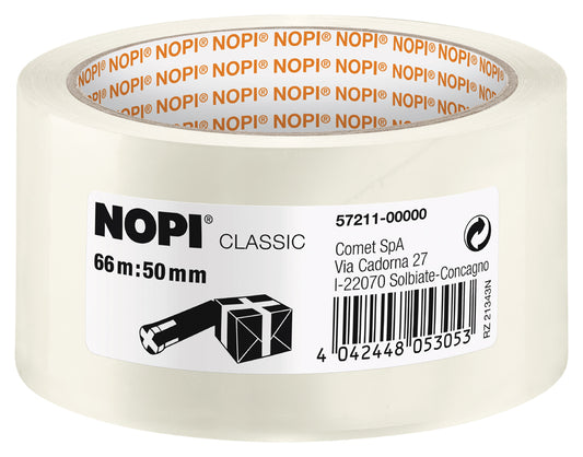 NOPI Verpakkingstape Classic, 50 mm x 66 m, transparant