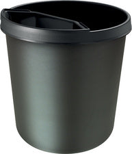 helit Papierkorb de brandweerman, 12 Liter, PP, schwarz