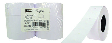 agipa-etiketten voor prijspistolen, 21 x 12 mm, wit