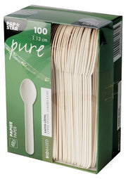 PAPSTAR Papieren koffielepel puur, lengte: 130 mm, wit