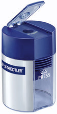 STAEDTLER slijpendoosje, rond, zilver, blauw deksel