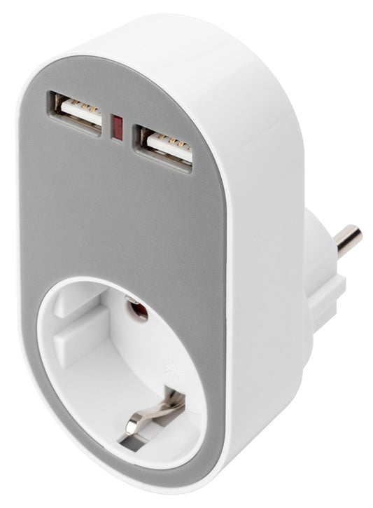 DIGITUS Universele stopcontactadapter met 2 x USB-A