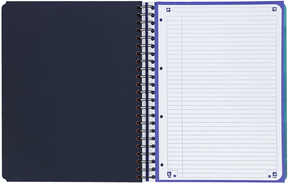 Oxford School Projectbook spiraalschrift, ft A4+, 4-gaats, gelijnd, aqua blauw