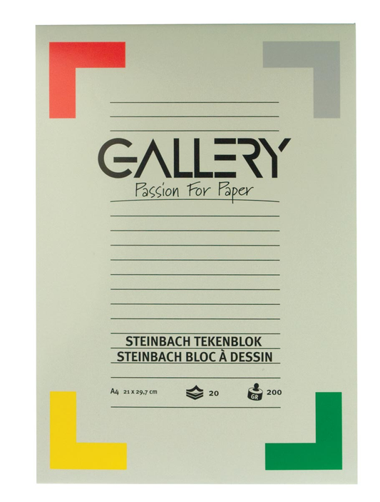 Gallery Steinbach tekenblok, gekorreld, ft 21 x 29,7 cm (A4), 200 g/m², blok van 20 vel