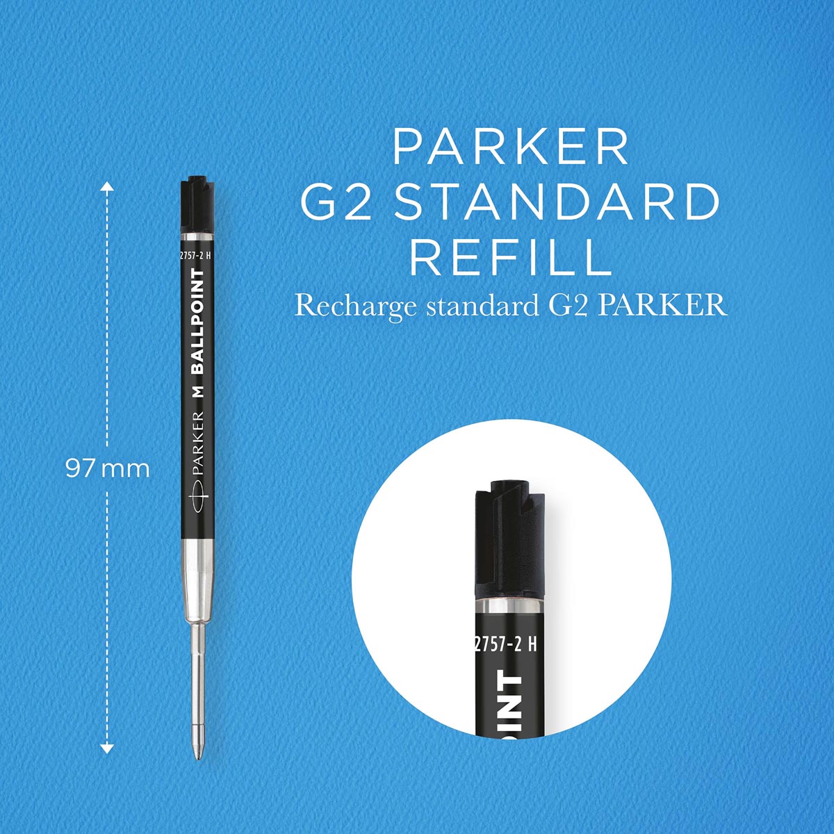 Parker ECO balpen navulling, medium, zwart, 20 stuks