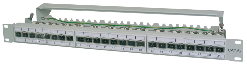 DIGITUS 19 Patch Panel Kat.6A (tief), 24 x RJ45, 1 HE