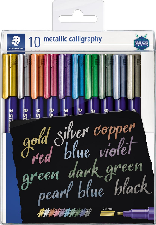 Staedtler kalligrafiepen Metallic 8325, etui van 10 stuks in geassorteerde kleuren