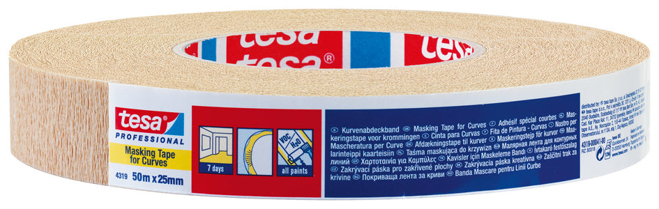 tesa Maler Krepp 4319 Papieren afplakband, 50 mm x 50 m