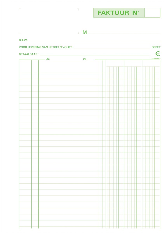 Exacompta facturen, ft 29,7 x 21 cm, dupli, verticaal, Nederlandstalig