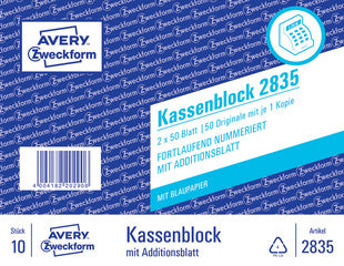 AVERY Doelformulier Kasboek, 2 x 50 vellen