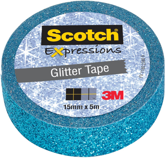 Scotch Expressions glitter tape, 15 mm x 5 m, blauw