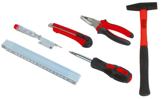BRÜDER MANNESMANN gereedschapsset, 7-delig, zwart / rood