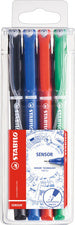 STABILO Fineliner sensor, 4-pak plastic doosje Kantoor
