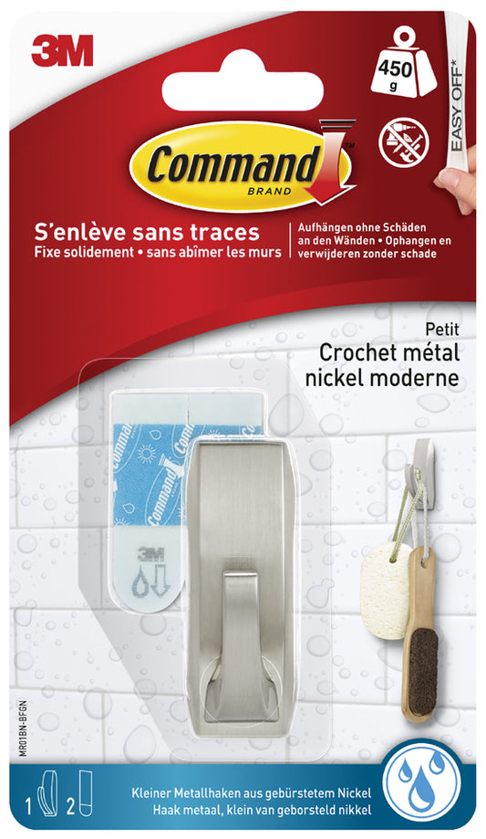 3M Command Metalen Badkamerhaak Modern, Maat: L, zilver