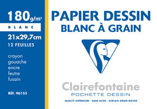 Clairefontaine Zeichenpapier Blanc à Grain, 210 x 297 mm