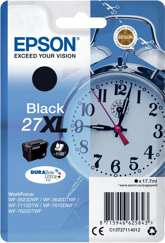 Epson inktcartridge 27XL, 1.100 pagina's, OEM C13T27114012, zwart